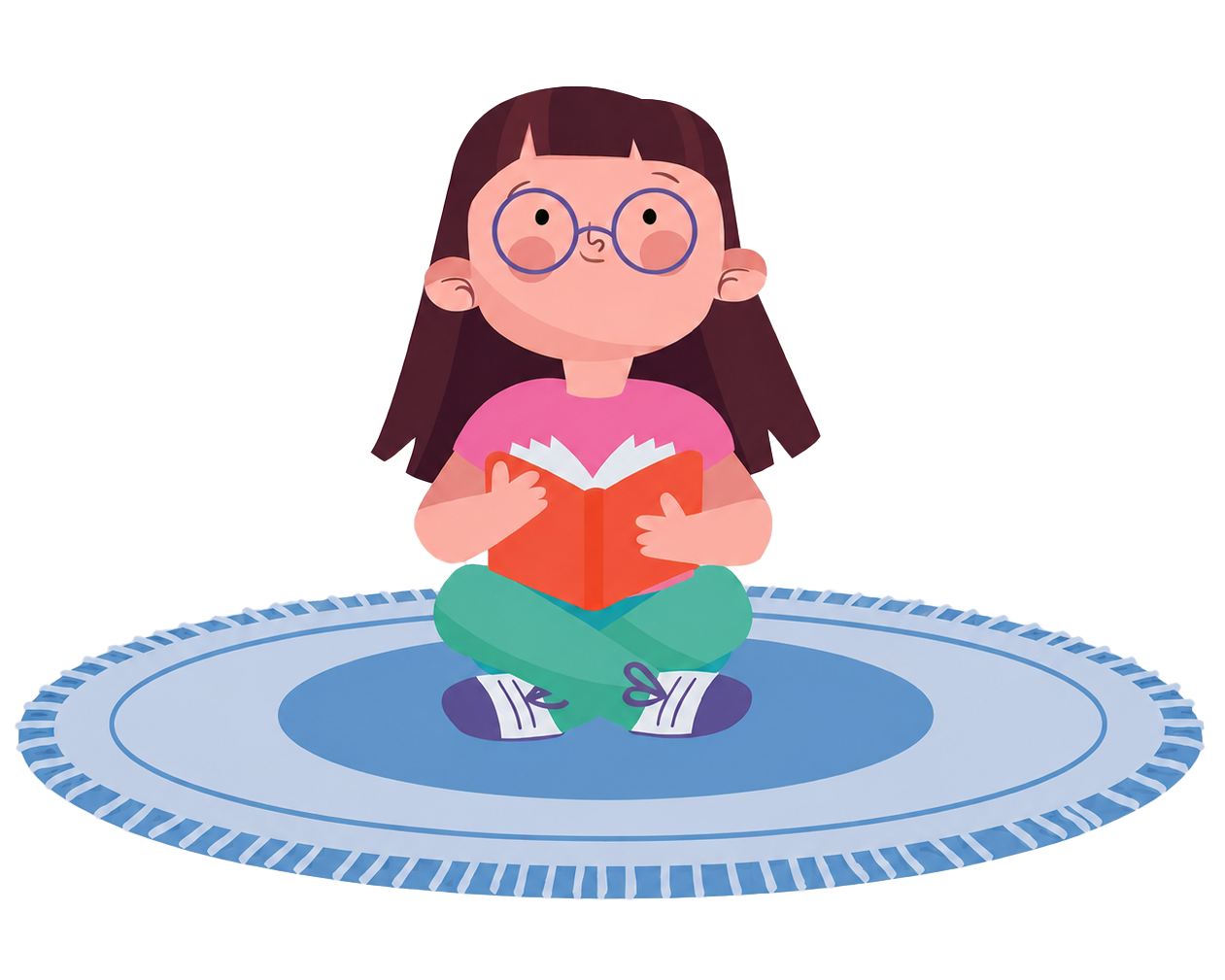 Ilustración de una estudiante leyendo